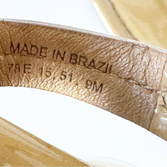 Tory Burch Miller Patent Leather Sandals Sz 9 Camel Summertime Casual - Picture 3 of 10